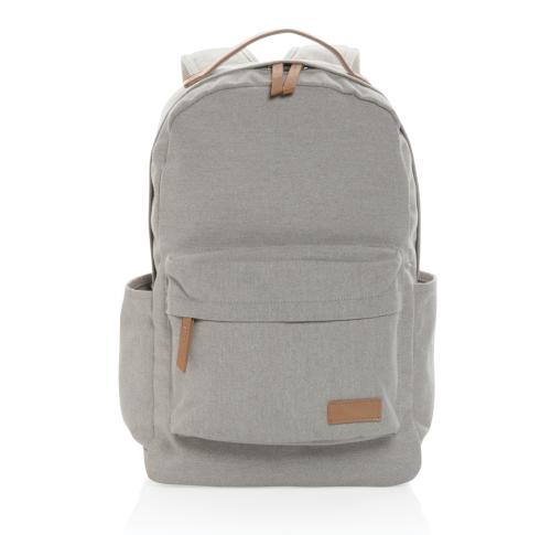Printed Logo Recycled Canvas Backpacks Grey Impact AWARE™ 16 Oz. 