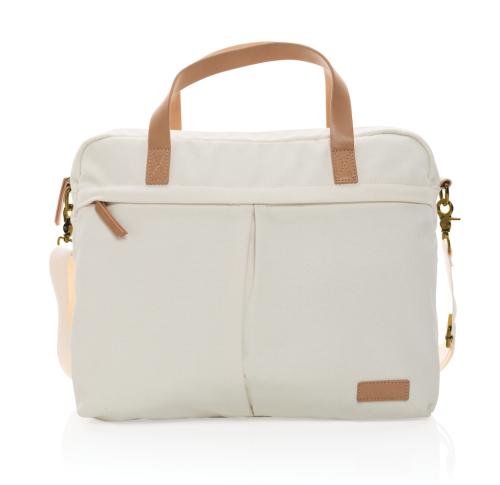 Promotional Printed Recycled Canvas Laptop Bags Cream Impact AWARE™ 16 Oz. 