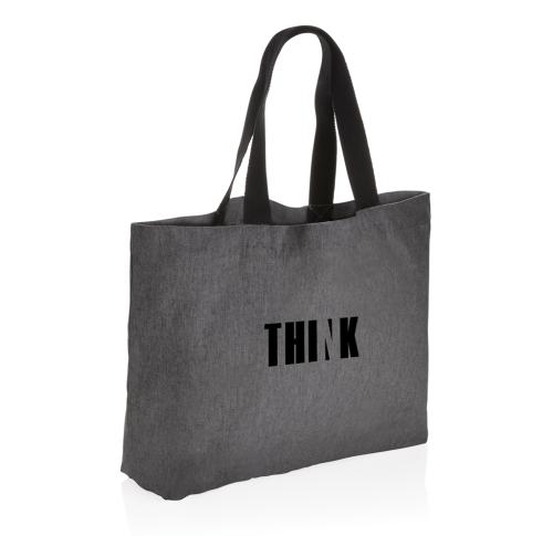 Branded Recycled  Canvas Large Tote Undyed Impact Aware™ Anthracite 240 Gsm