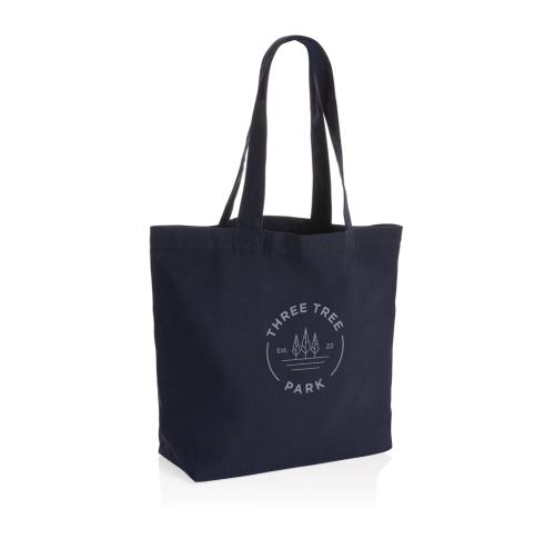 Recycled Canvas Shopper Tote Bag Withh Pocket Undyed Impact Aware™ 240 Gsm Navy Blue