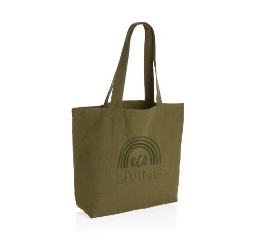 Printed Rcanvas Shopper Bags W/pocket Green Impact Aware™ 240 Gsm 
