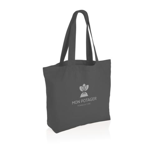 Custom Printed Rcanvas Shopper Bags W/pocket Anthracite Impact Aware™ 240 Gsm 
