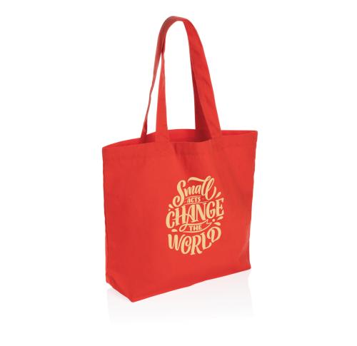 Custom Printed  Rcanvas Shopper Tote Bags Red W/pocket Impact Aware™ 240 Gsm