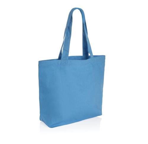 Promotional Printed Rcanvas Shopper Tote Bags Blue W/pocket Impact Aware™ 240 Gsm 