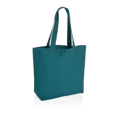 Printed Logo Eco Rcanvas Shopper Tote Bags Green W/pocket Impact Aware™ 240 Gsm 