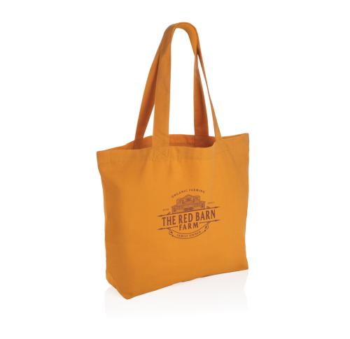 Printed Logo Rcanvas Shopper Tote Bags Orange W/pocket Impact Aware™ 240 Gsm 
