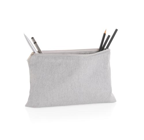 Printed Promotional Recycled Canvas Pencil Cases - Grey Impact Aware™ 285 Gsm 