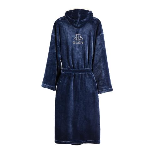 Luxury Plush Fleece RPET Bath Robe Dressing Gown Size L-XL Navy VINGA Louis Navy Blue