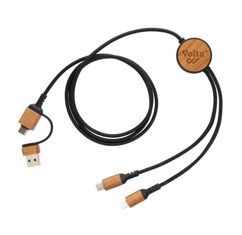 Branded Ohio RCS certified recycled plastic 6-in-1 cable Black