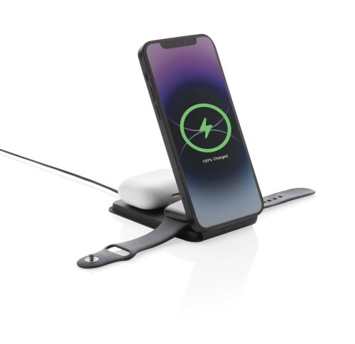 Swiss Peak RCS rPU 15W  3-in-1 magnetic wireless charger Black