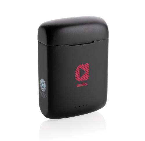 Custom Skywave RCS recycled plastic solar earbuds Black