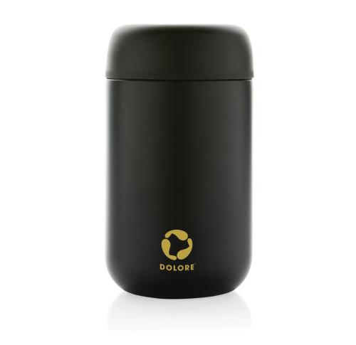 Branded Brew RCS certified recycled stainless steel vacuum tumbler Black