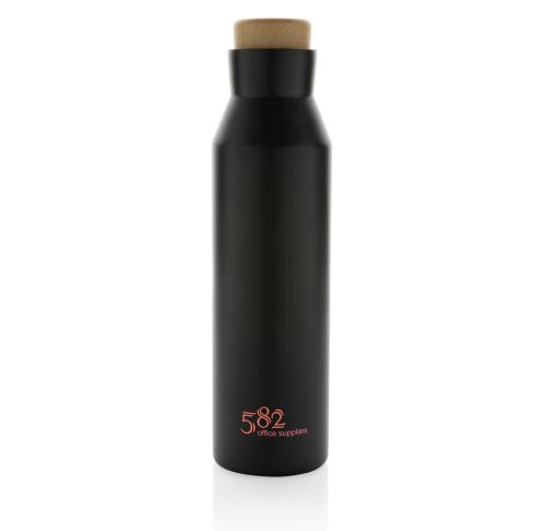 Gaia RCS certified recycled stainless steel vacuum bottle Black