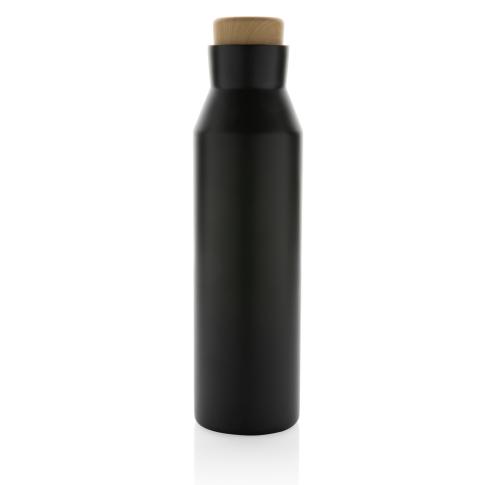 Gaia RCS certified recycled stainless steel vacuum bottle Black