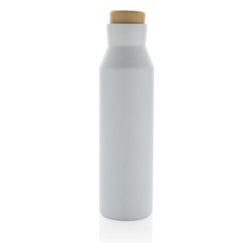 Branded Gaia RCS certified recycled stainless steel vacuum bottle White