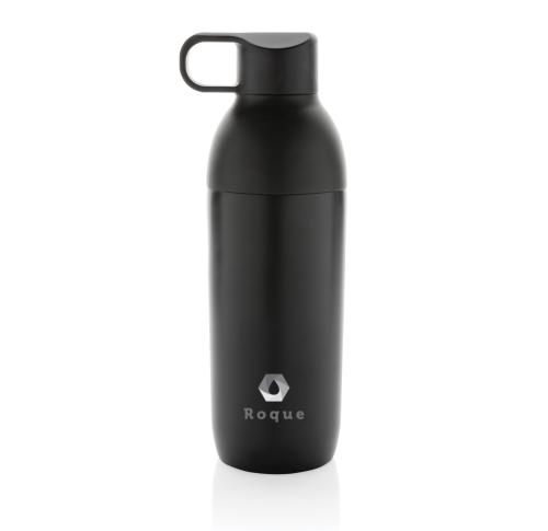 Branded Flow RCS recycled stainless steel vacuum bottle Black