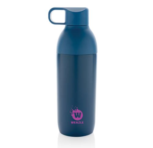 Branded Flow RCS recycled stainless steel vacuum bottle Blue
