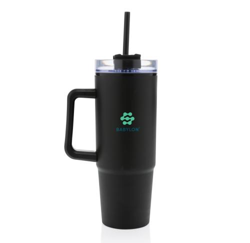 Printed Stanley StyleTana RCS Recycled Plastic Tumbler With Handle 900ml Black