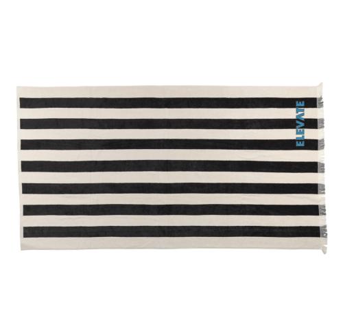 Customised XL Luxury Striped Beach Towels 100x180cm Anthracite Ukiyo Yukari AWARE™ 
