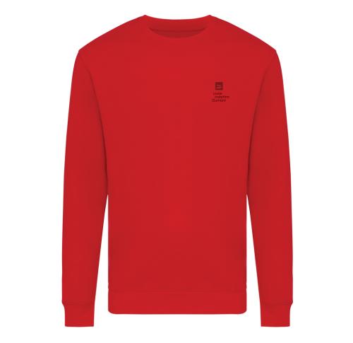 Embroidered Logo Recycled Cotton Crew Neck Swearshirts Red Iqoniq Zion