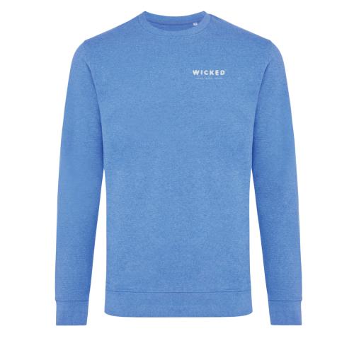 Iqoniq Denali recycled cotton crew neck undyed Heathr Blue