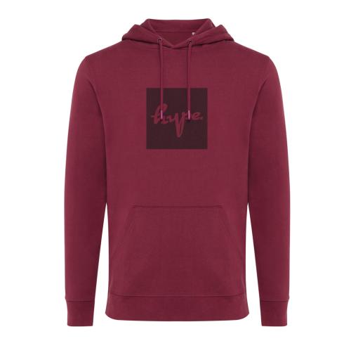 Printed Logo Hoodies Iqoniq Jasper Unisex  Recycled Cotton Burgundy