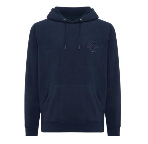 Promotional Printed Hoodies Iqoniq Trivor Unisex Recycled Polyester Microfleece Navy