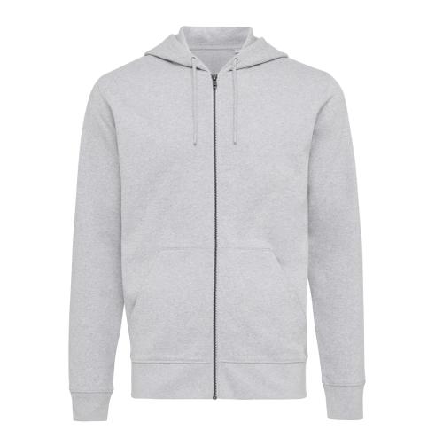 Promotional Logo Hoodies Iqoniq Abisko Unisex Recycled Cotton Zip Through Heather Grey