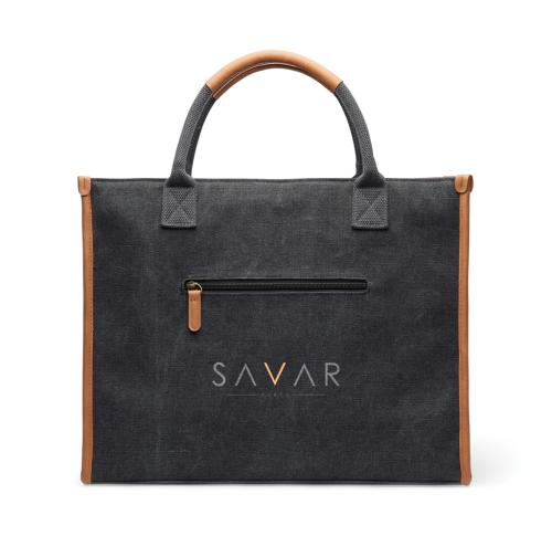 Luxury Recycled Canvas Tote Black VINGA Bosler RCS 