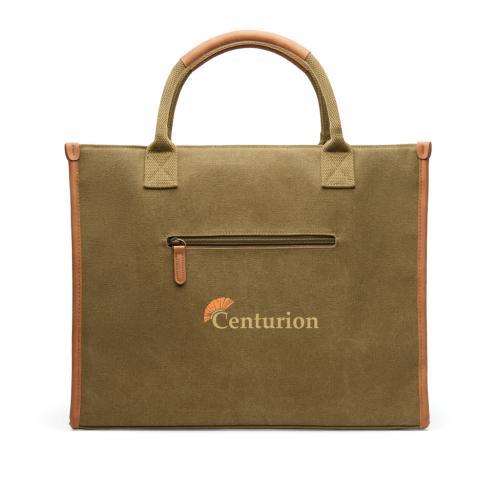 Luxury Branded Recycled Canvas Tote Green VINGA Bosler RCS 
