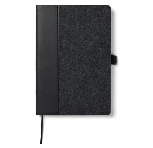Branded A5 Recycled Felt Notebooks Black VINGA Albon GRS 