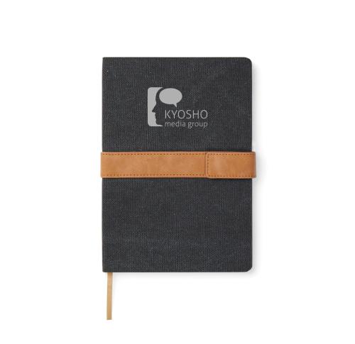 Branded  Recycled Canvas Note Book Black VINGA Bosler RCS