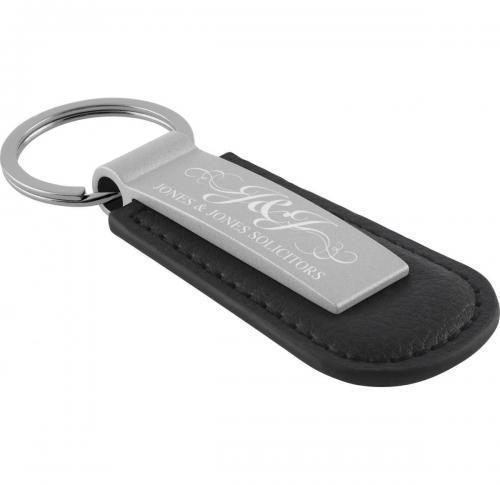 Promotional Black Leather Keyring Without Presentation Box (Laser Engraved)