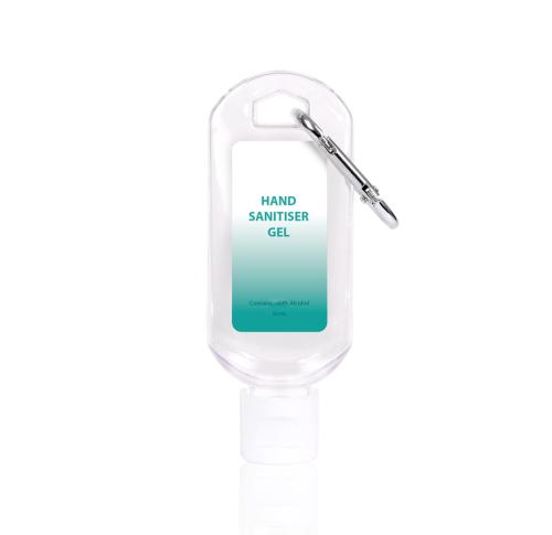 50ml Hand Sanitiser Gel Carabiner Clip (Generic Biofree Label)
