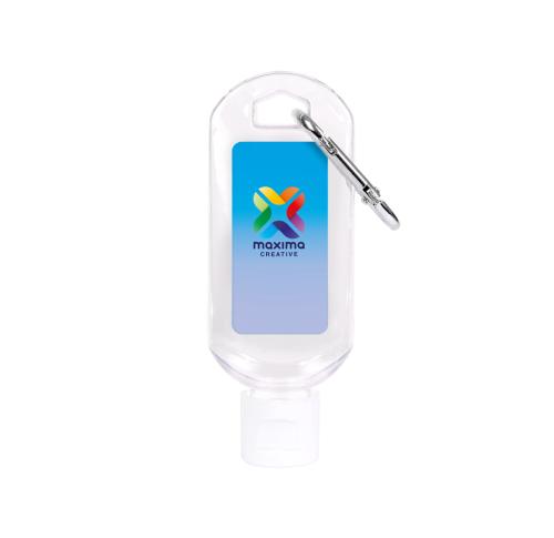 50ml Hand Sanitiser Gel Carabiner Clip (Spot Colour Print)