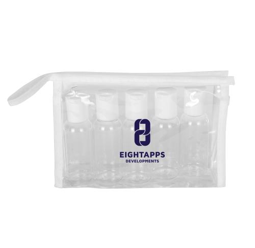 Travel Pouch with 5 empty Bottles (Spot Colour Print)