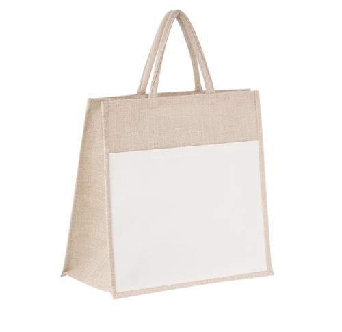 Branded Jute Cotton Shopper Tote Bag Windsor Natural
