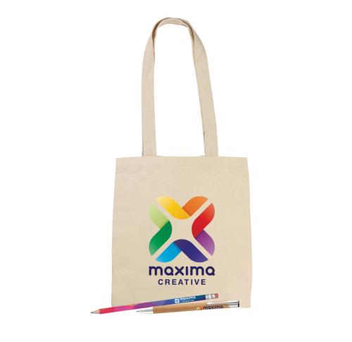 Printed Eco Friendly Expo Pack - Tote Bag, Contour Bamboo Ballpen, Supersaver With Eraser Pencil