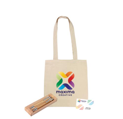 Exhbition Giveaway Pack - Tote Bag, Bamboo Pen Set, FSC Printed Business Card
