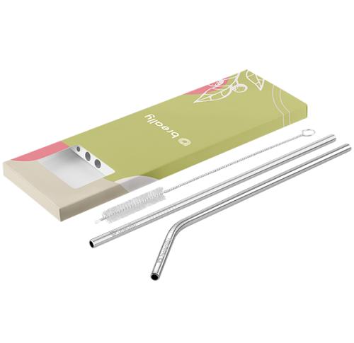 Reusable Metal Straws Set in Custom Packaging 