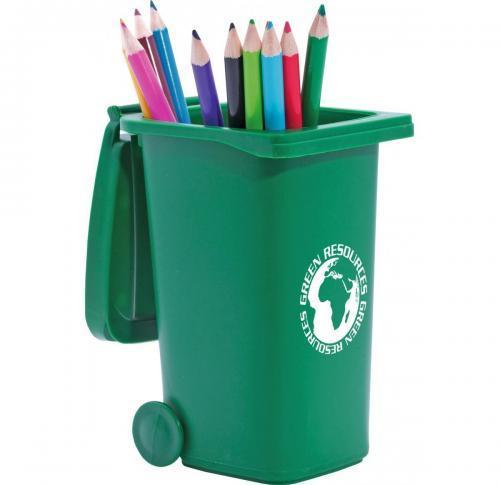 Eco - Recycled Wheelie Bin Pen Pot (Spot Colour Print)