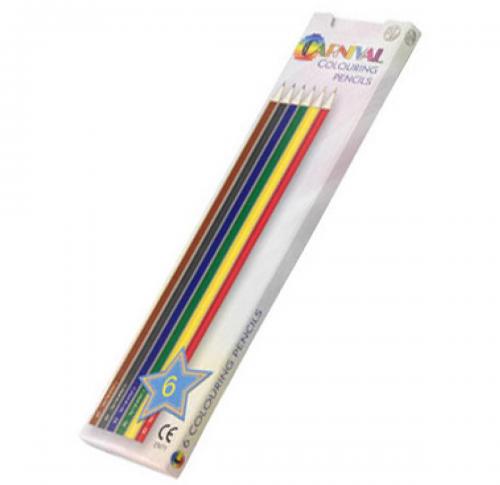 Custom Printed Carnival Colouring Pencils Full Size 6 Pack