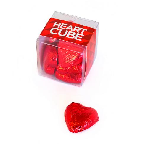 Chocolate Hearts Heart Cube Contains Belgian Chocolate Foiled Hearts