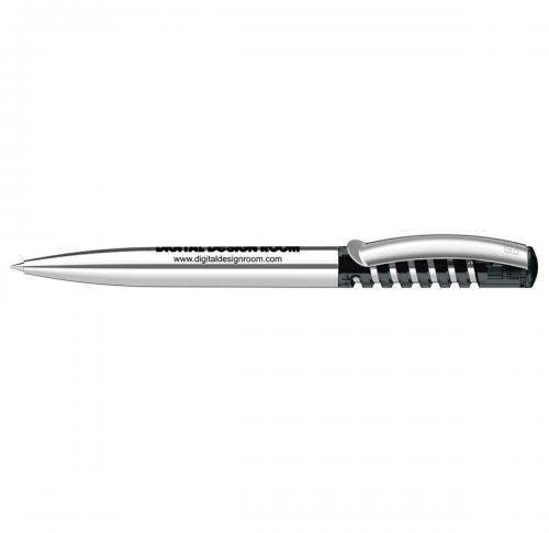 senator® New Spring Clear Plastic Ballpen with metal clip & metal barrel