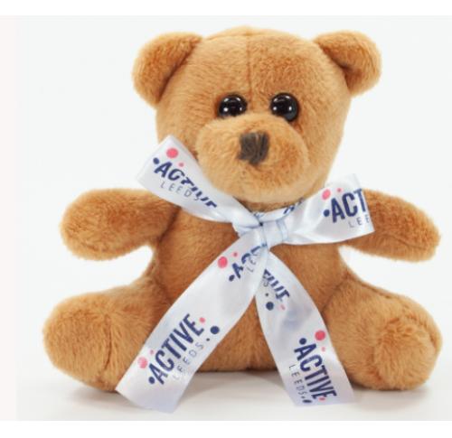 10cm Promotional Mini Coloured Bear With Printed Bow