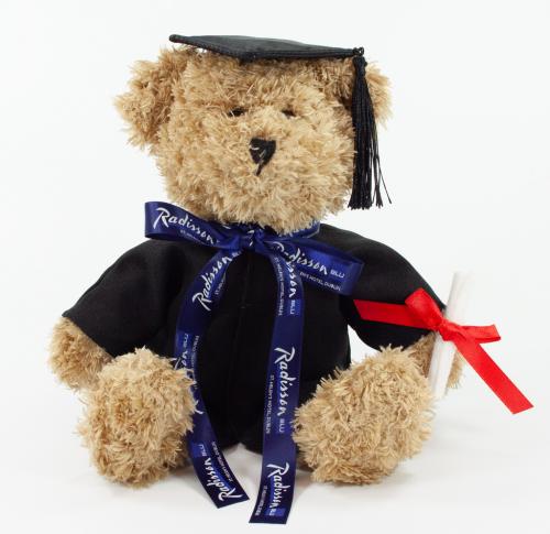 25cms Scruffy Graduation Bears Soft Plush Toy Printed Logo