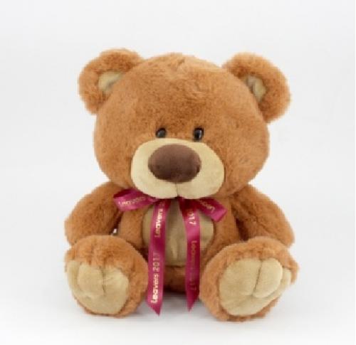 Promotional 25cm Charlie Soft Plush Teddy Bear Caramel With Printed Bow