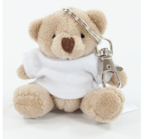 8cm Tubby Teddy Bear Keyring With Logo T-Shirt