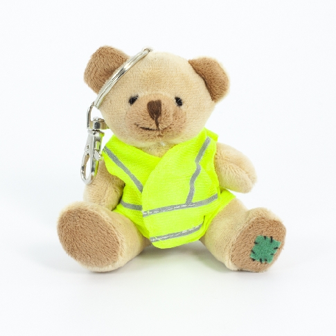 11cms Keychain Gang Soft Plush Bear Printed Bow