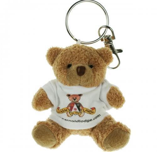 8cm Tubby Teddy Bear Keyring With Logo T-Shirt